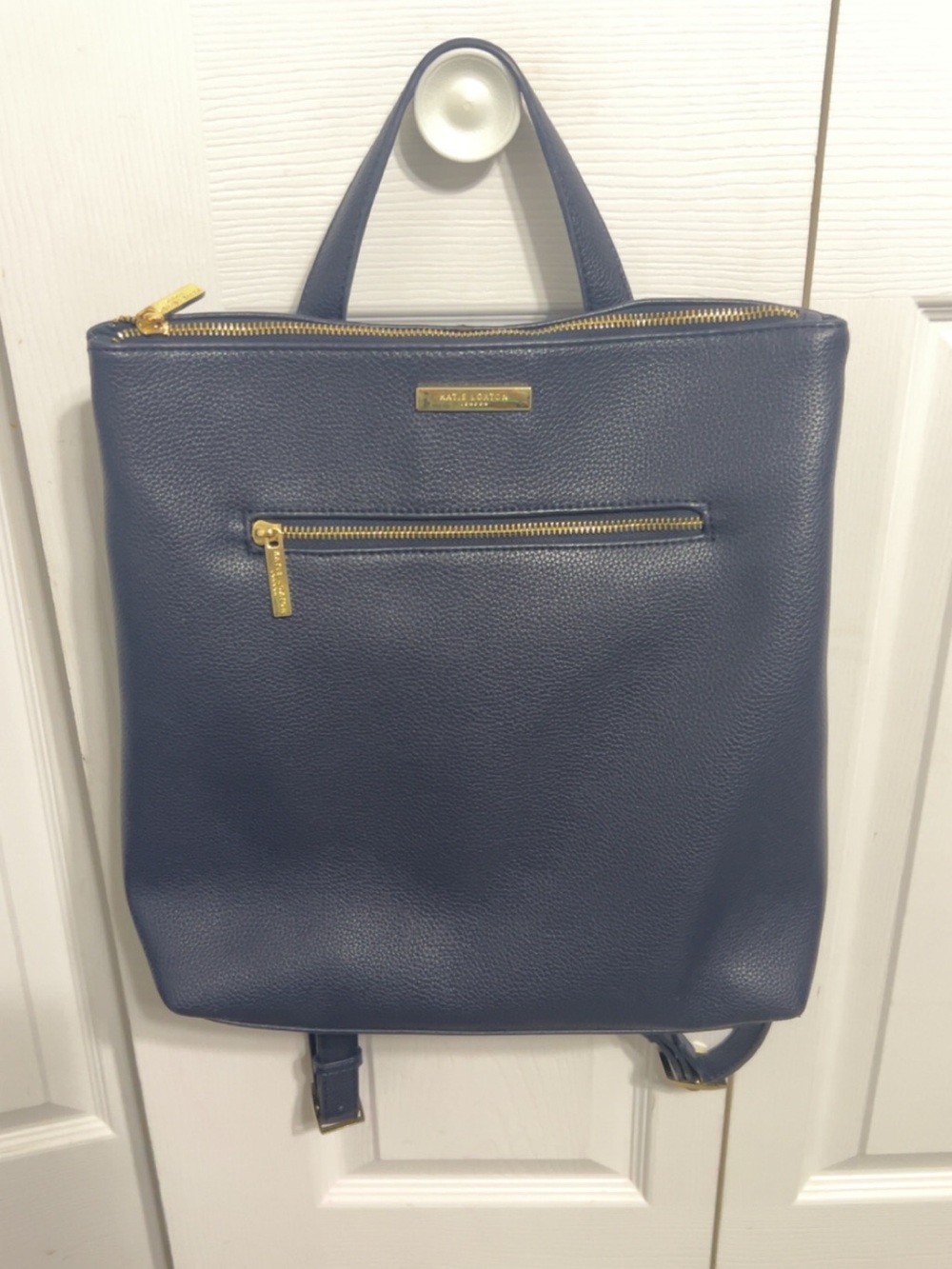 Katie Loxton Navy Pebbled Leather Convertible Backpack
